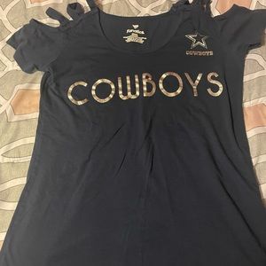 Like new Dallas Cowboys womens cut out shoulder shirt size medium